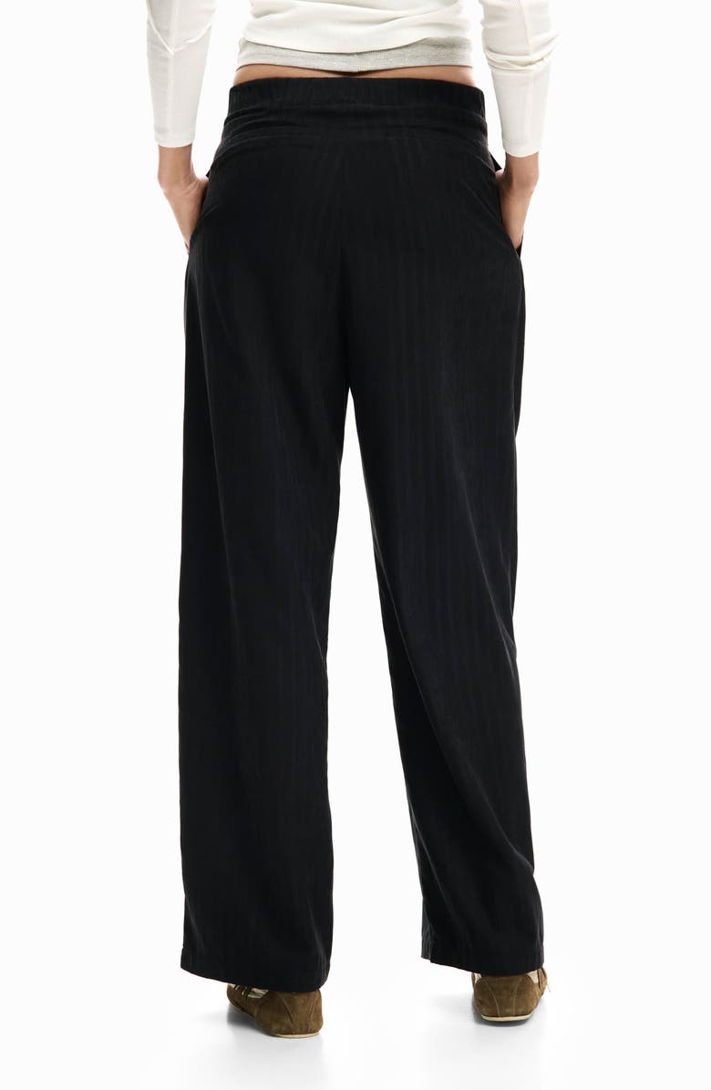 Desigual Pleat Front Wide Leg Pants, Alternate, color, Black