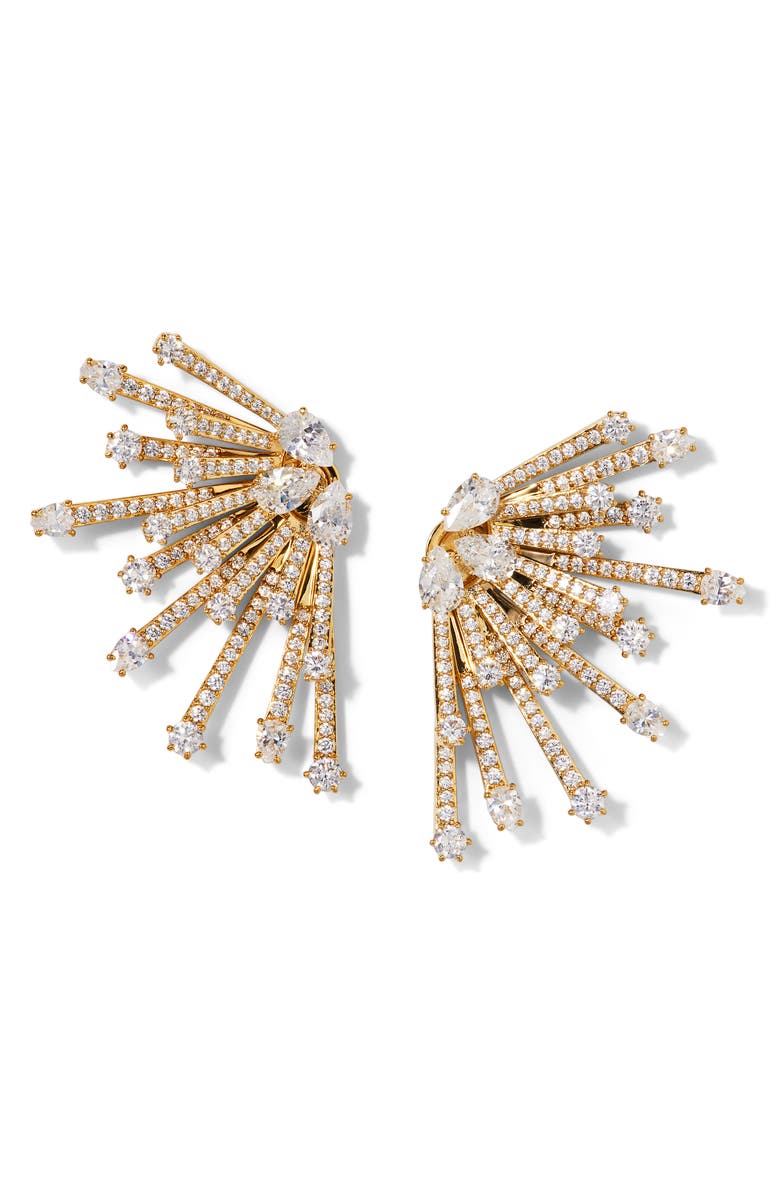 Nadri Starlet Cubic Zirconia Burst Jacket Earrings, Main, color, Gold