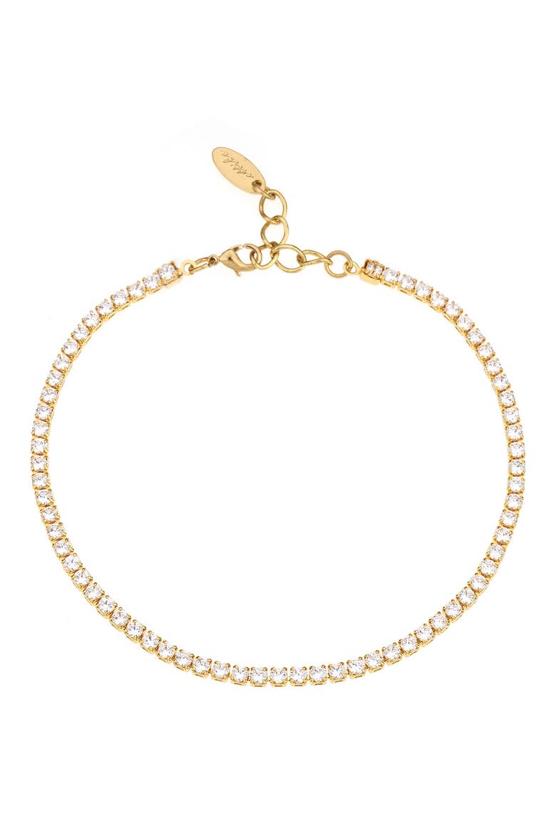 Thin Cubic Zirconia Anklet, Main, color, GOLD