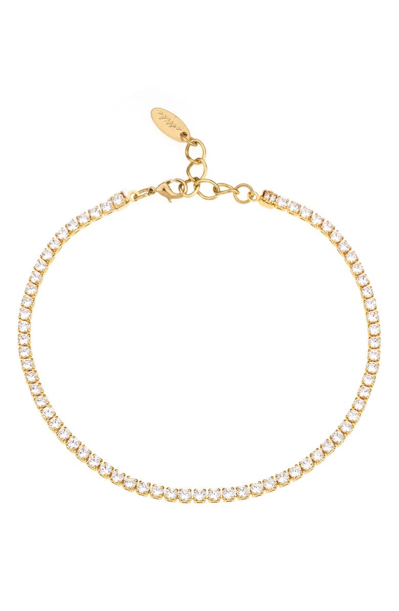 Ettika Thin Cubic Zirconia Anklet, Main, color, Gold