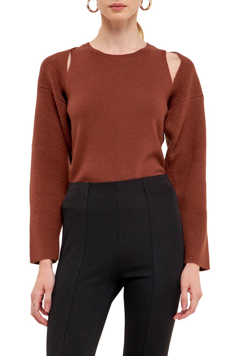 Tank & Shrug Set, Main, color, BROWN