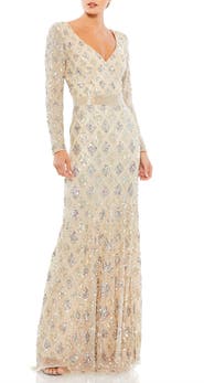 Mac Duggal Geometric Embellished Evening Gown