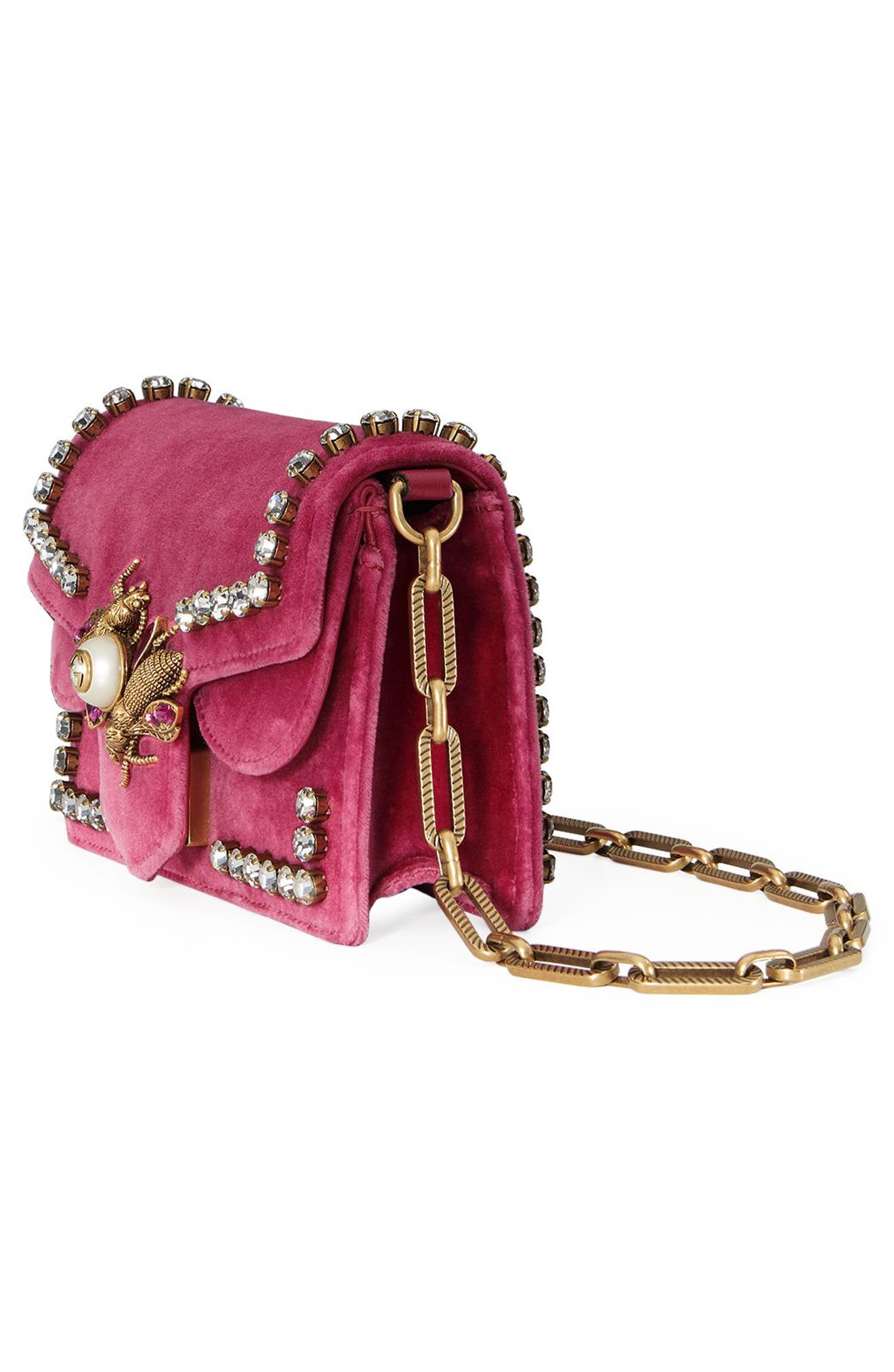 Broadway Bee Velvet Shoulder Bag, Alternate, color, PINK