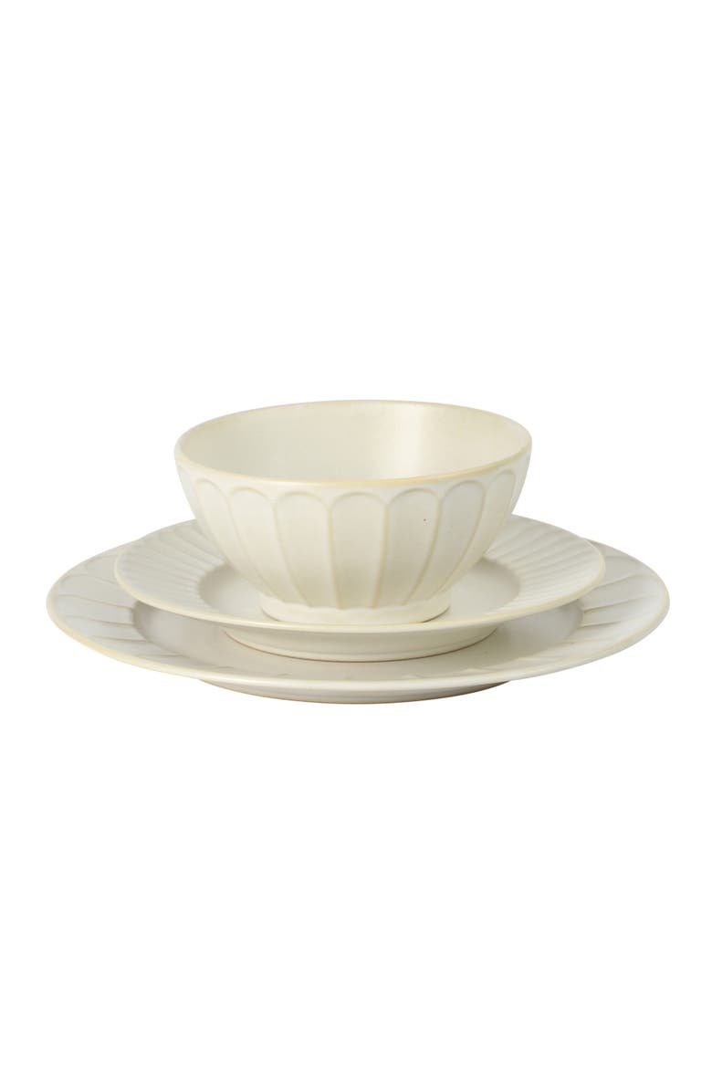 Winchester Way 12-Piece Plates and Double Bowls Stoneware Dinnerware Set, Microwave & Dishwasher Safe, Alternate, color, Off White