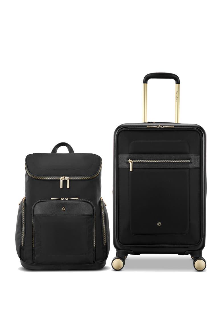 Mobile Solution 2 Deluxe Backpack & 22" Carry On 2 Piece Luggage Set, Main, color, Black