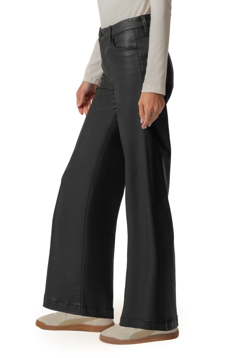 Meg Coated High Waist Wide Leg Ankle Jeans, Alternate, color, MATTE BLACK