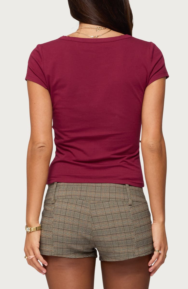 EDIKTED Merinda Stretch Cotton T-Shirt, Alternate, color, Burgundy