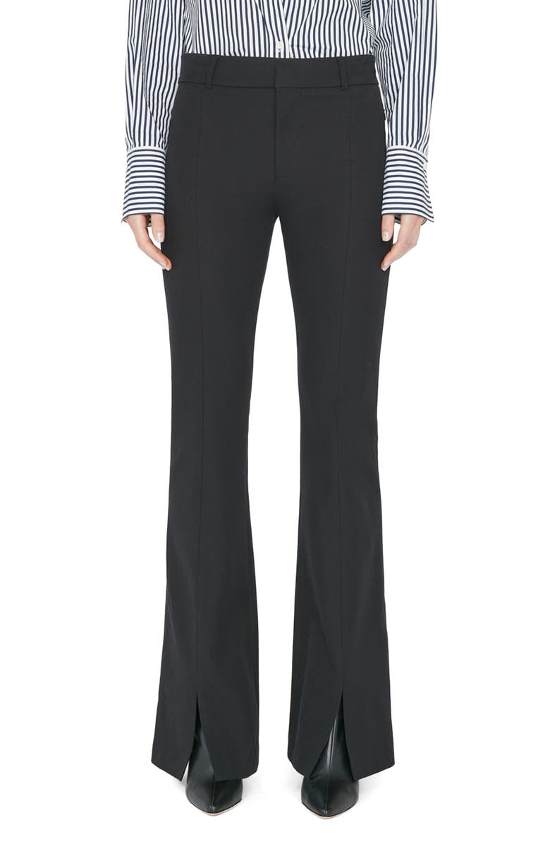 FRAME Le High Waist Slit Front Flare Trousers, Main, color, Noir
