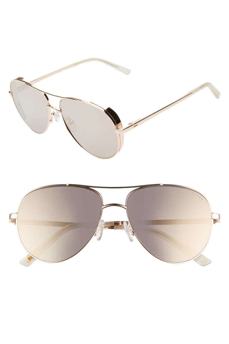 57mm Aviator Sunglasses, Main, color, GOLD/ GOLD