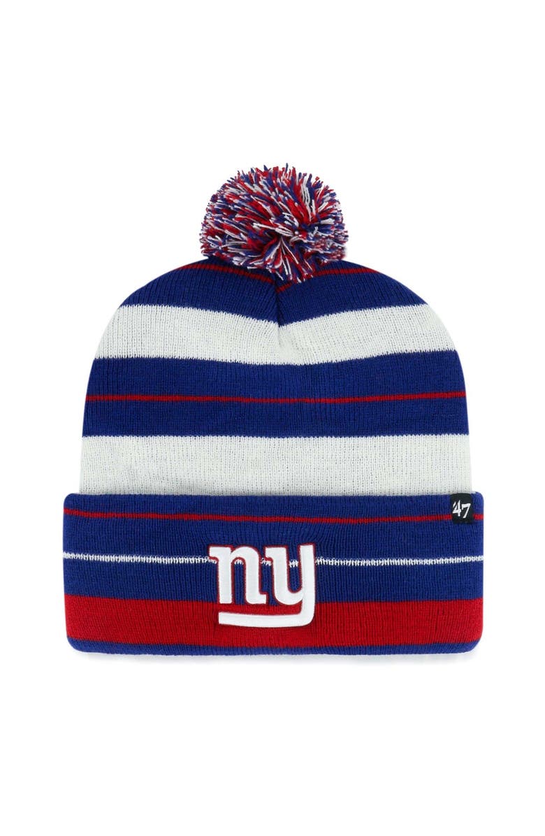 '47 Men's '47 Royal New York Giants Powerline Cuffed Knit Hat with Pom, Main, color, Royal