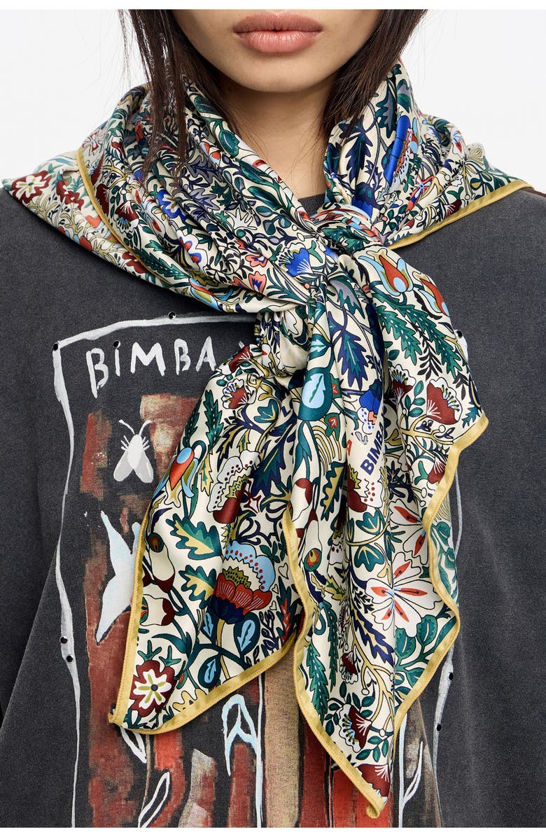 Bimba y Lola Wallpaper Logo Frame Scarf, Alternate, color, Vanilla