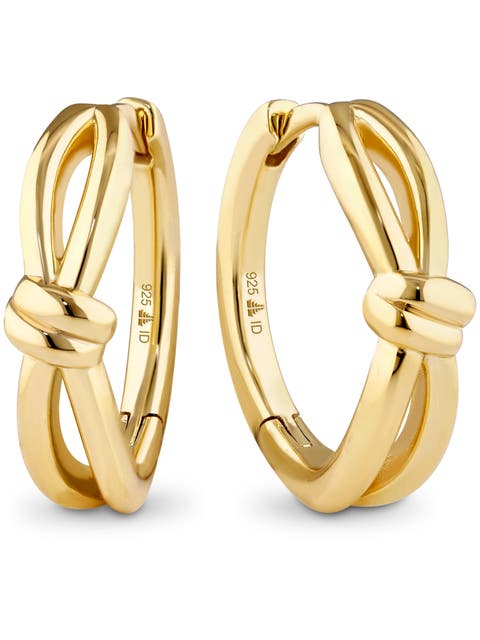 Love Knot Hoop Earrings in Gold Plated Sterling Silver, 18mm