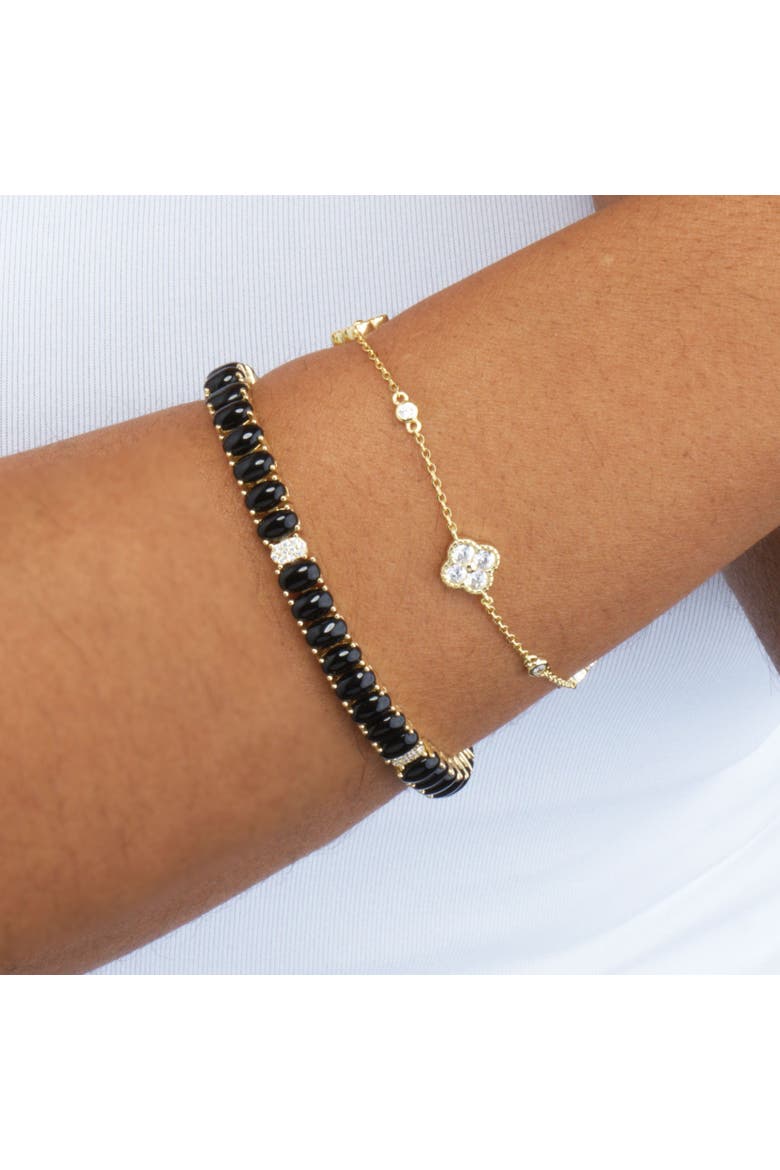 CZ Clover Trio Bracelet, Alternate, color, Gold Plated Sterling Silver