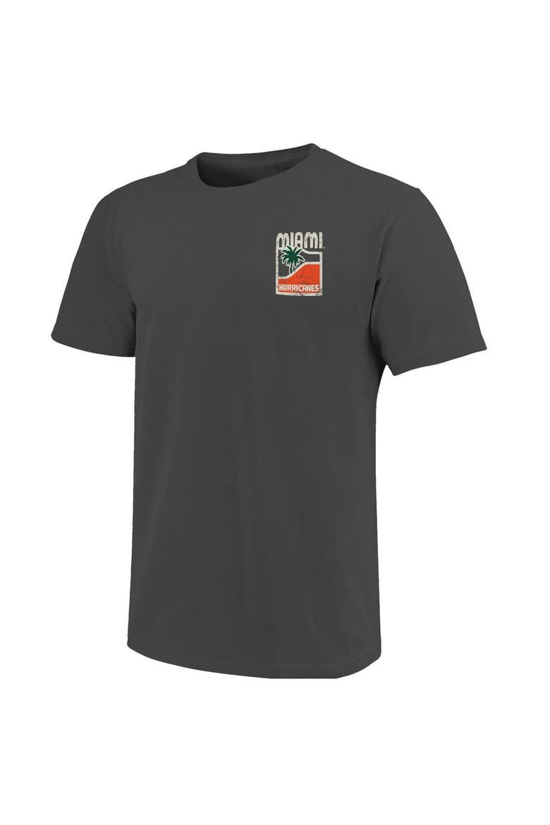 Men's  Graphite Miami Hurricanes Comfort Colors Minimal Vista Distressed Graphics T-Shirt, Alternate, color, Graphite