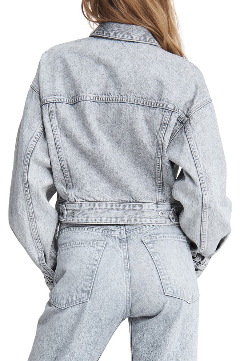 Acid Wash Crop Denim Trucker Jacket, Alternate, color, ACID