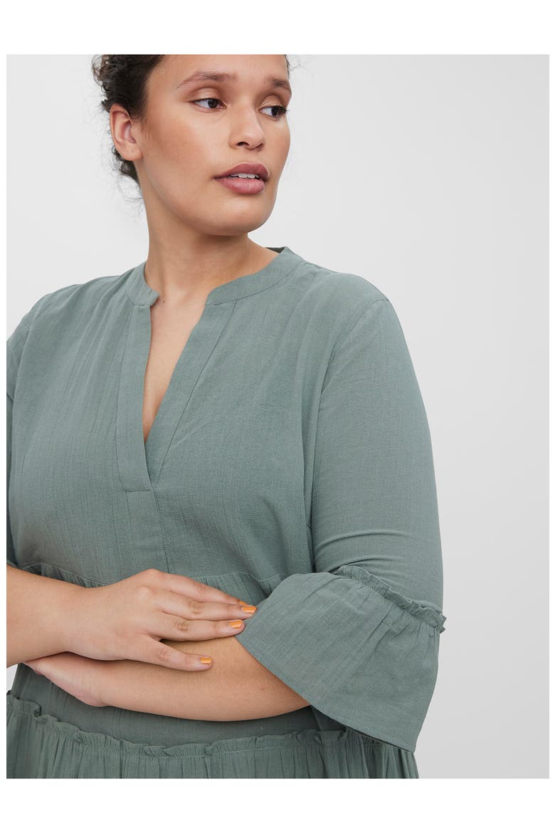 Heli Tiered Long Sleeve Organic Cotton Dress, Alternate, color, LAUREL WREATH