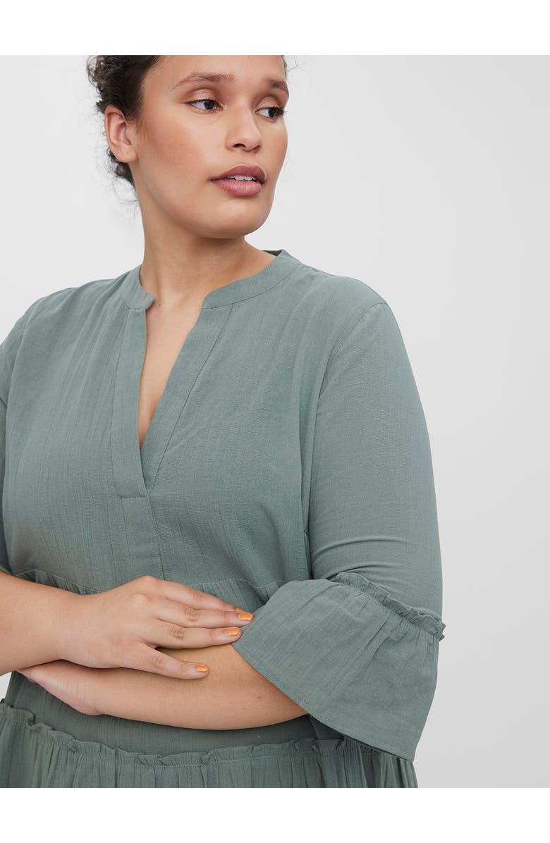 VERO MODA CURVE Heli Tiered Long Sleeve Organic Cotton Dress, Alternate, color,