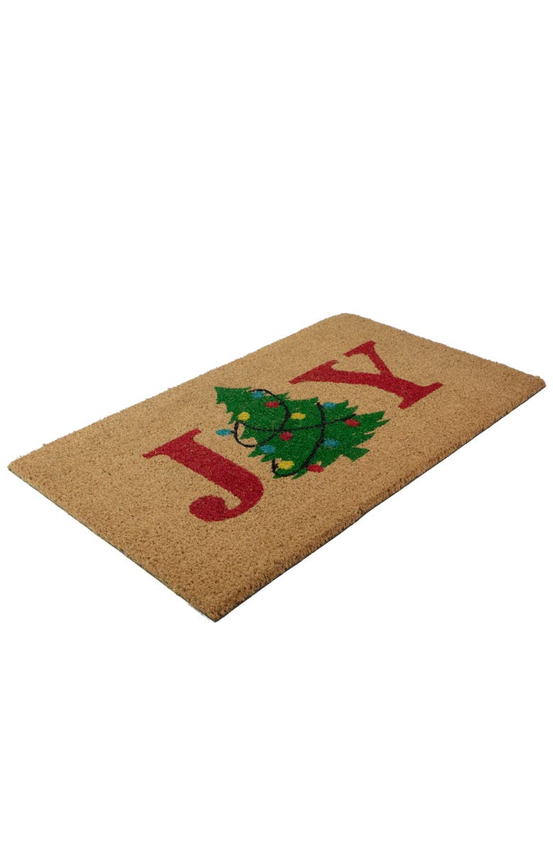 Northlight Natural Coir "Joy" Christmas Tree Doormat 18" x 30", Alternate, color, Brown