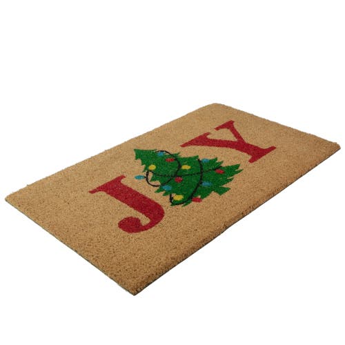 Northlight Natural Coir "joy" Christmas Tree Doormat 18" X 30" In Brown