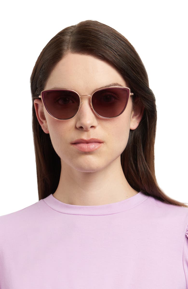 Kate Spade New York staci 56mm gradient cat eye sunglasses, Alternate, color, Red Gold / Burgundy Shaded