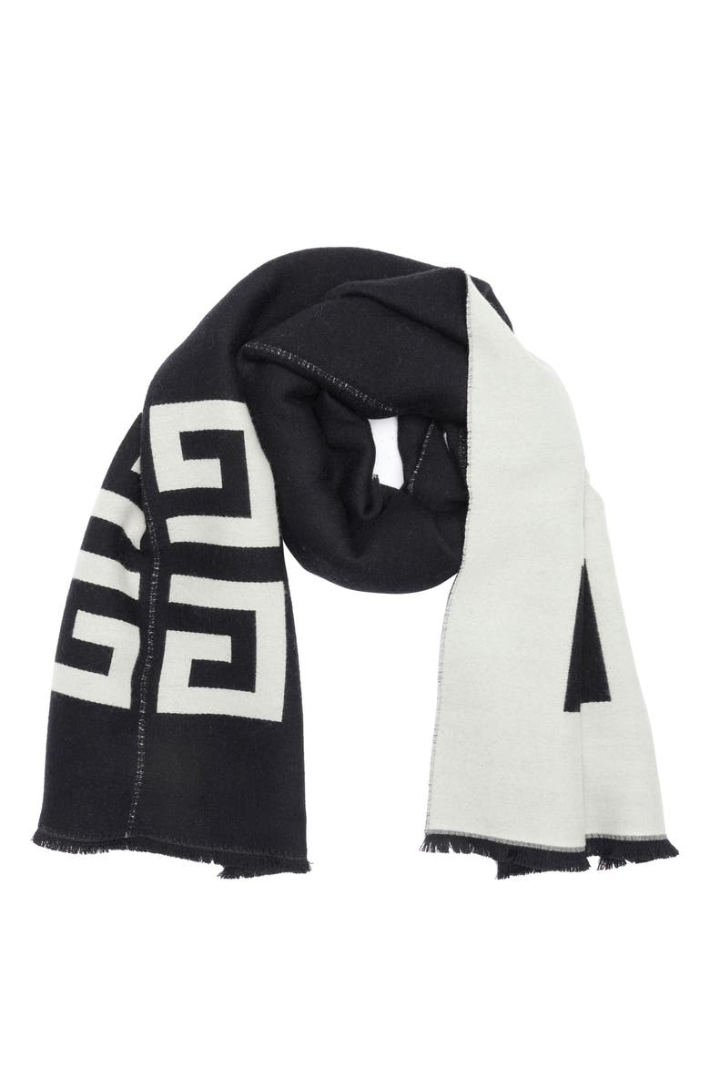Givenchy Split Logo Wool Scarf, Main, color,