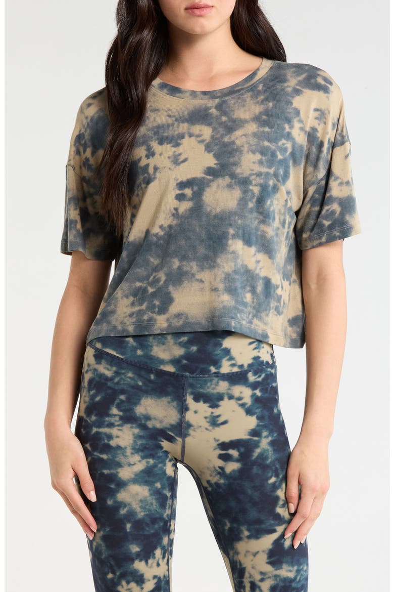 Shibori Breeze Crop Boyfriend T-Shirt, Main, color, SILVER SAGE SHIBORI