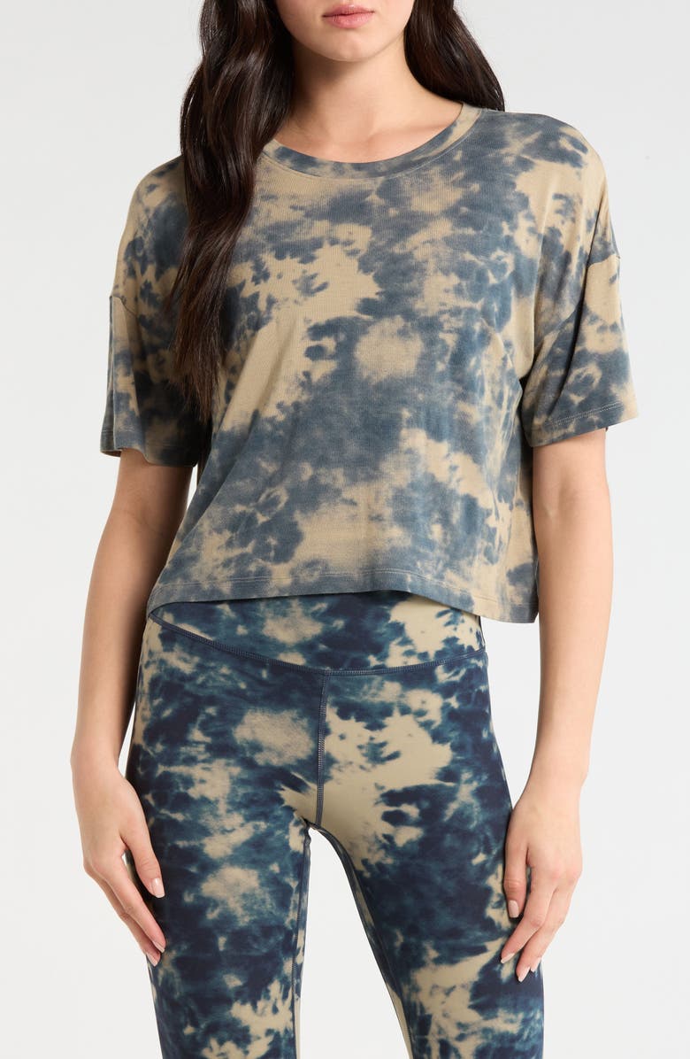 MPG Shibori Breeze Crop Boyfriend T-Shirt, Main, color, Silver Sage Shibori