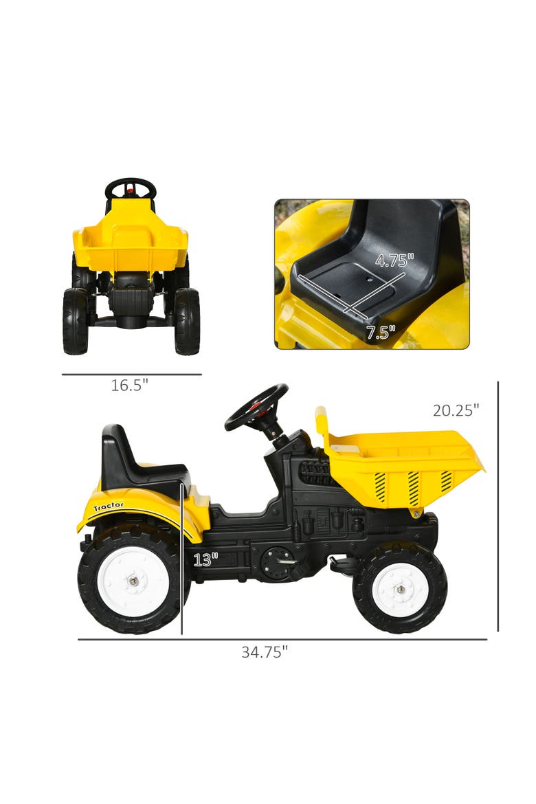 Kids Ride-On Excavator with Manual Bucket, Alternate, color, Yellow
