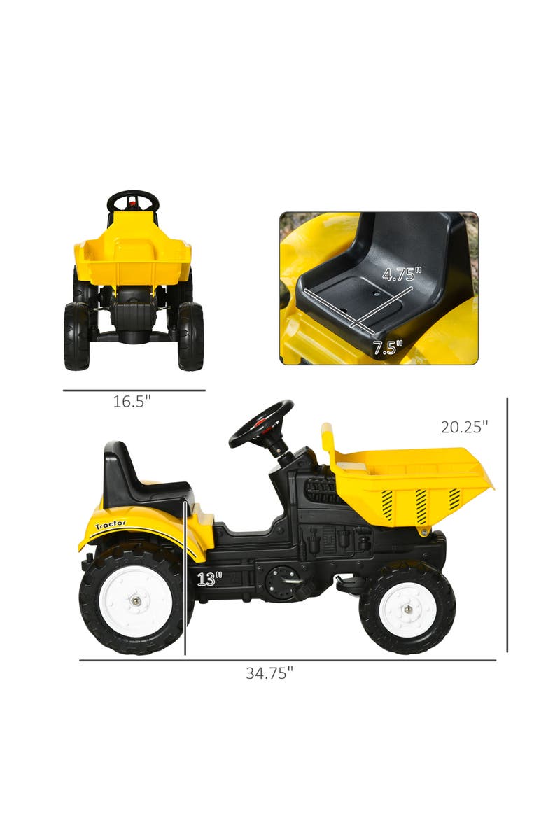 Aosom Kids Ride-On Excavator with Manual Bucket, Alternate, color, Yellow
