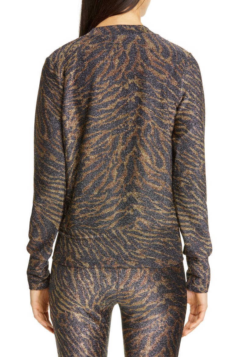 Tiger Print Metallic Jersey Cardigan, Alternate, color, TIGER