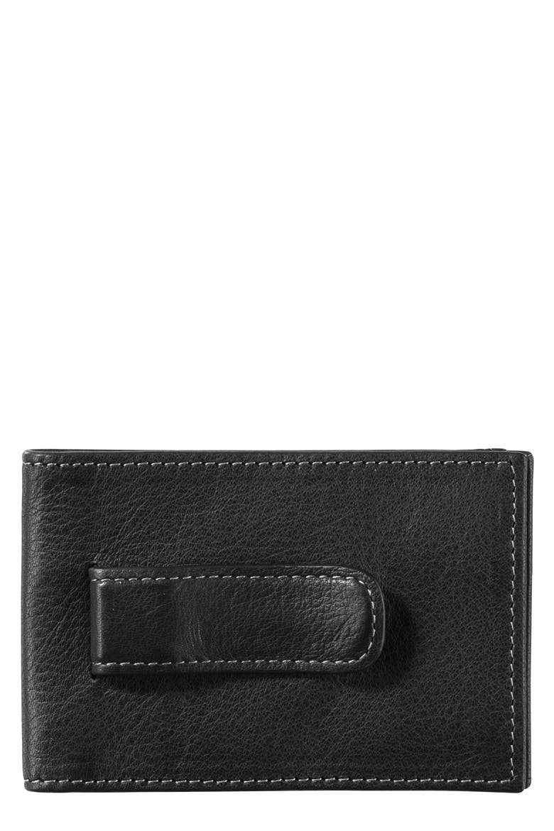 Leather Money Clip Wallet, Main, color, BLACK