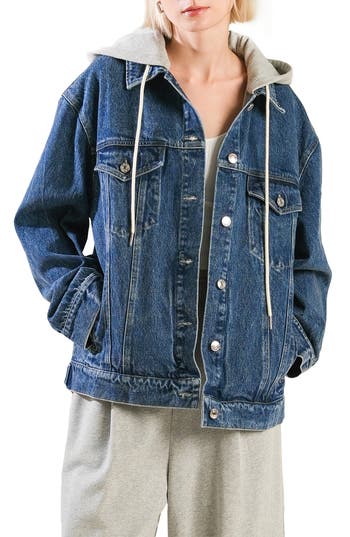 Freemarket Hooded Washed Denim Jacket In Blue