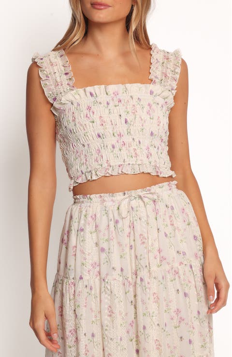 Amberlyn Floral Embroidered Smocked Camisole