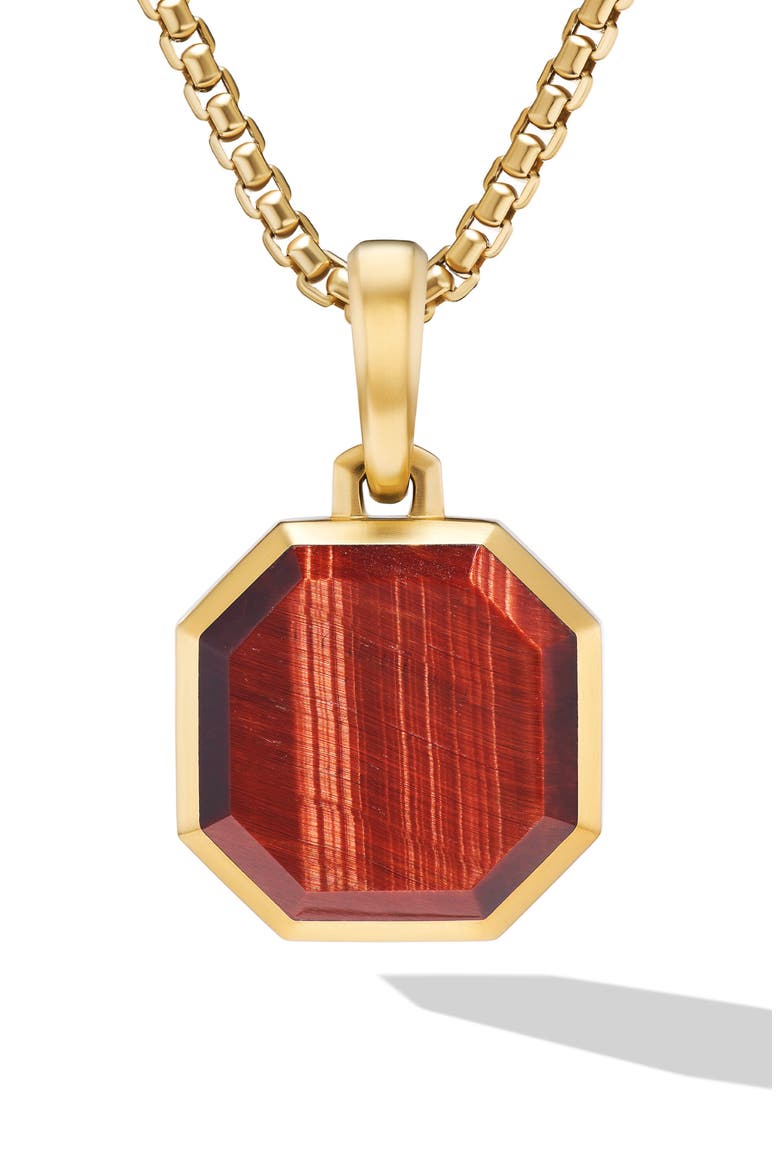 Faceted Stone Amulet Pendant in 18K Yellow Gold, Main, color, RED TIGERS EYE/ 18K GOLD