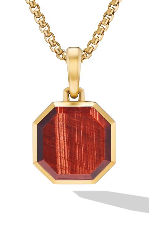 Faceted Stone Amulet Pendant in 18K Yellow Gold