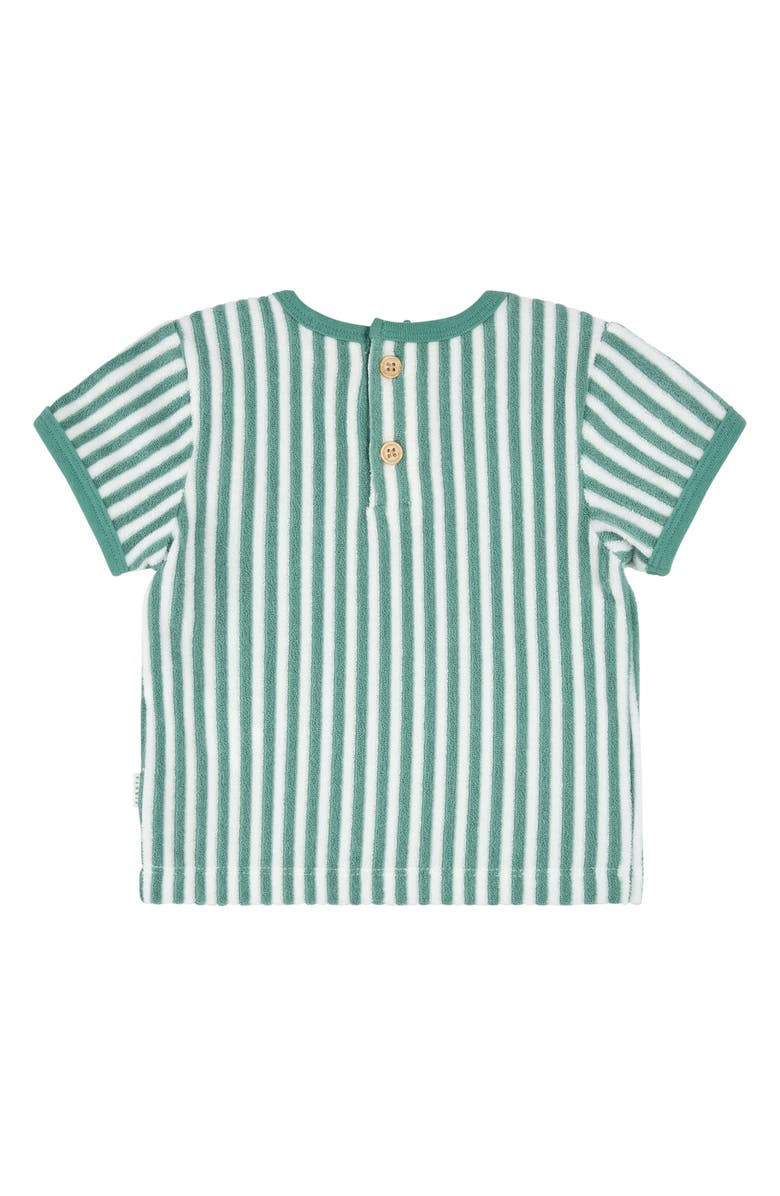 Petit Lem Stripe Terry Top & Shorts Set, Alternate, color, Turquoise