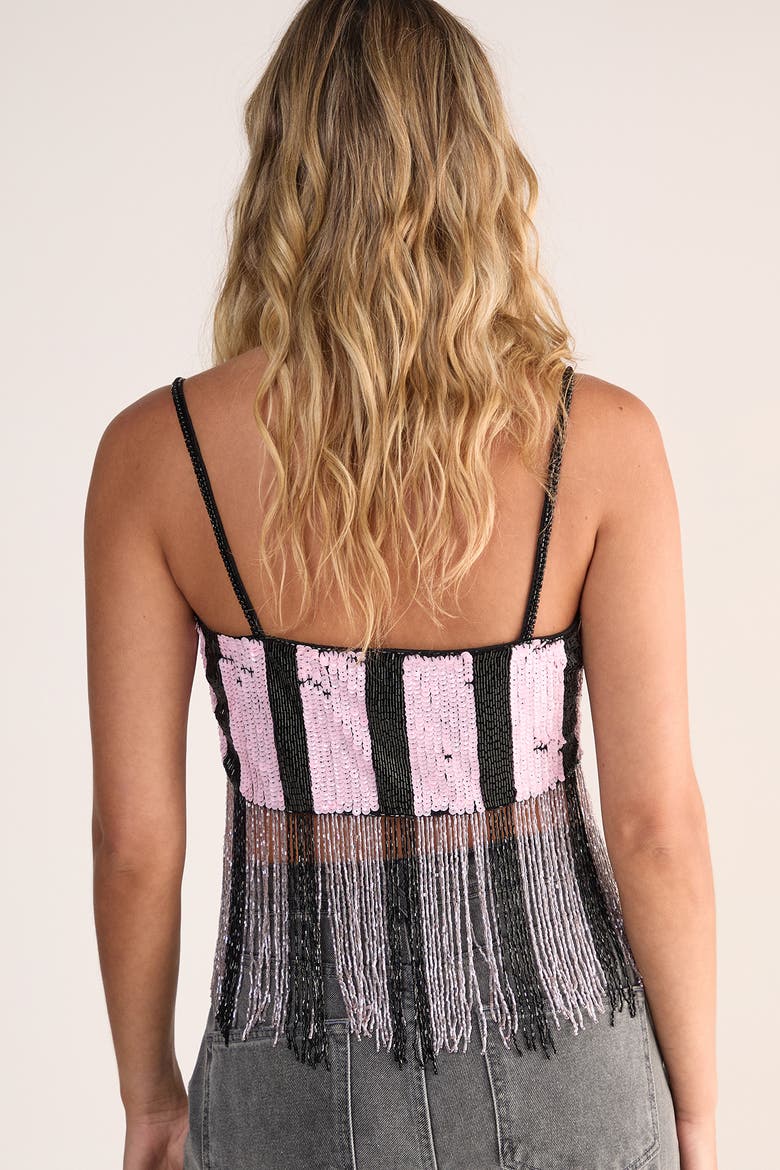 Stripe Sequin Tassel Crop Top, Alternate, color, Pink