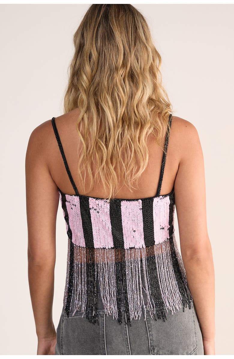 NASTY GAL Stripe Sequin Tassel Crop Top, Alternate, color, Pink