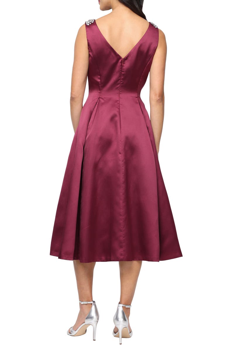Alex Evenings Sleeveless Mikado Midi Dress, Alternate, color, Wine