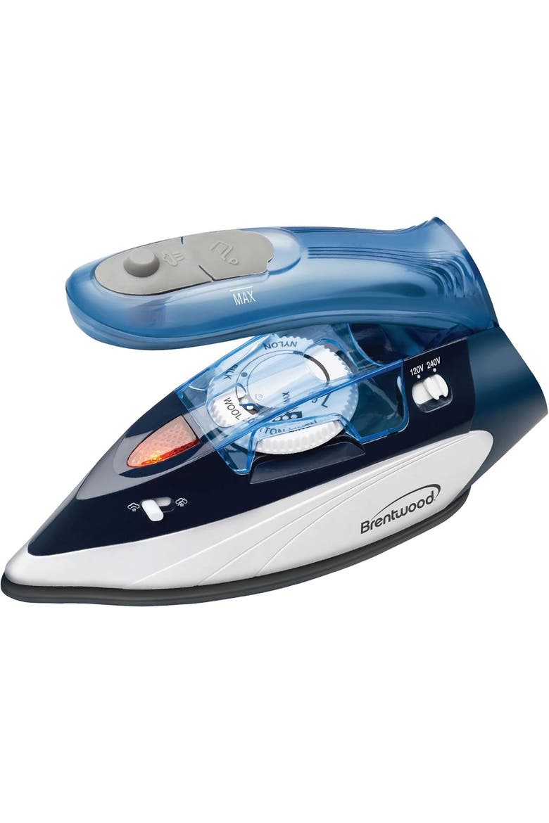 Dual-Voltage Nonstick Travel Steam Iron, Main, color, Blue