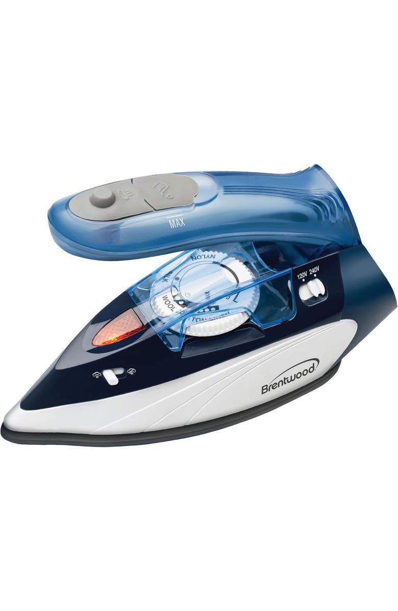 Brentwood Dual-Voltage Nonstick Travel Steam Iron, Main, color, Blue