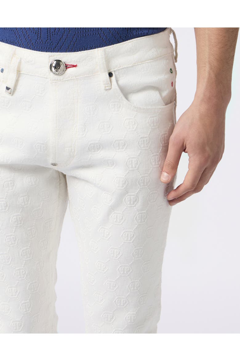 Super Straight Cut Jeans Embroidery Monogram Men, Alternate, color, snowcaviar