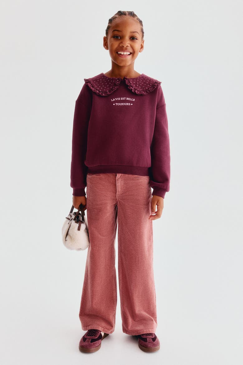 Sweatshirt With Collar, Alternate, color, Plum/floral
