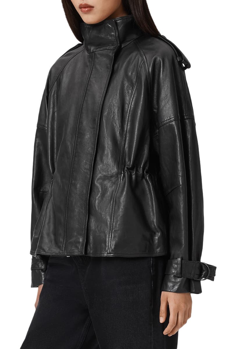 AllSaints Serne Leather Jacket, Alternate, color, Black