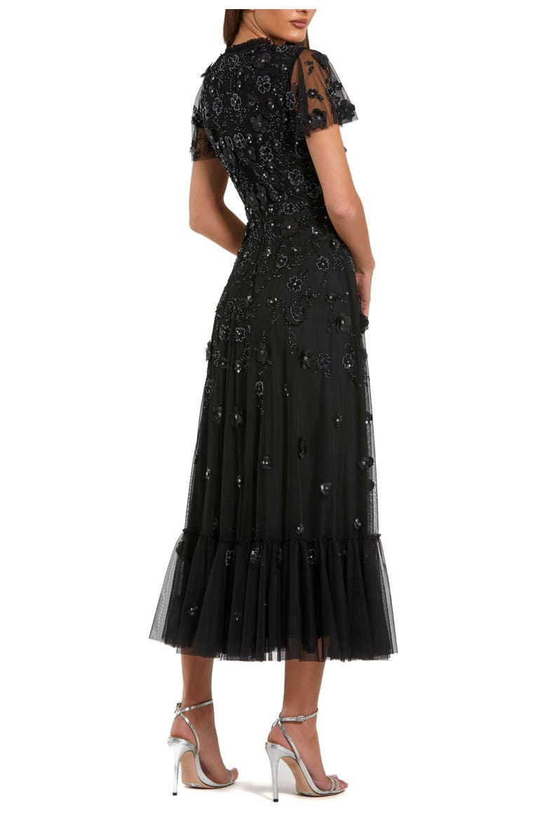 Mac Duggal Embellished High Neck Cap Sleeve A Line Dress, Alternate, color, Black