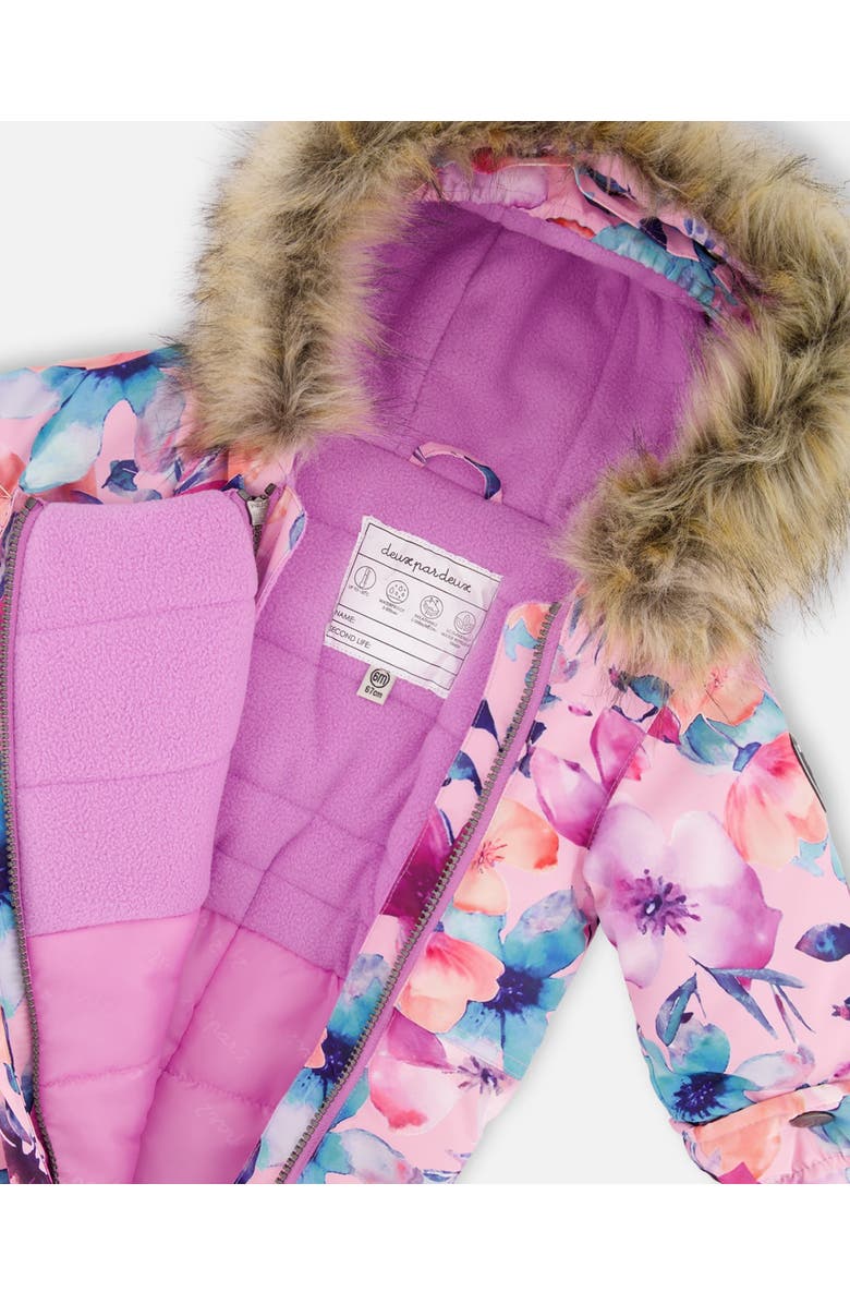 Deux par Deux One-Piece Play Snowsuit Designed for Car Seat Watercolor Flower, Alternate, color,