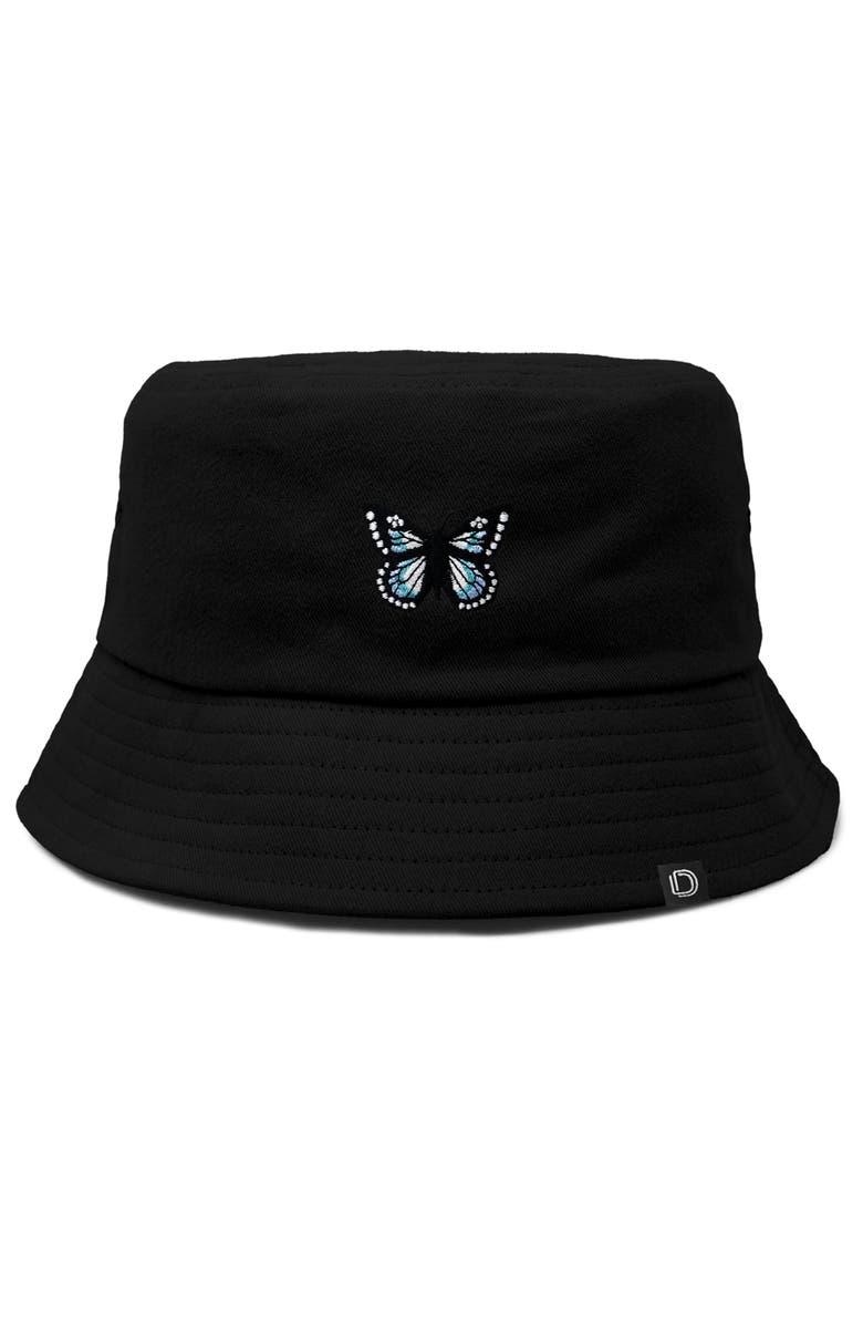 Dalix Butterfly Bucket Hat, Main, color, Black