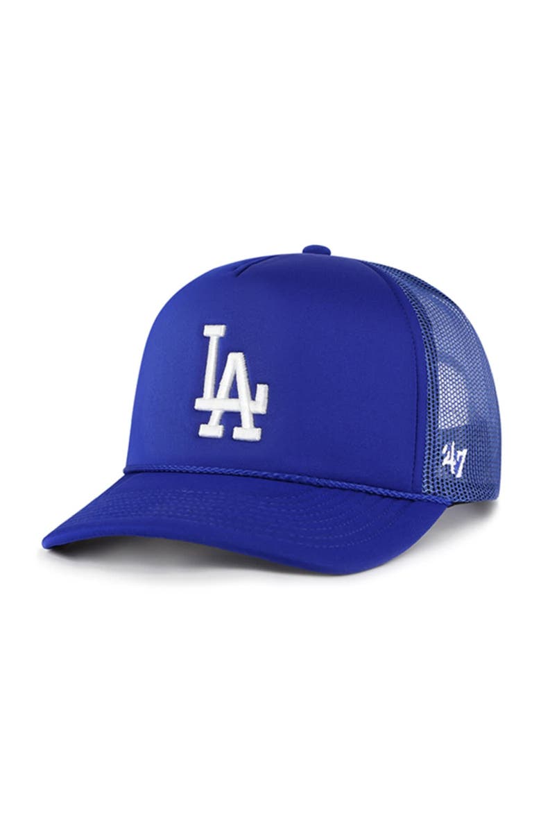 '47 Men's '47 Royal Los Angeles Dodgers Foamo Trucker Snapback Hat, Main, color, 
