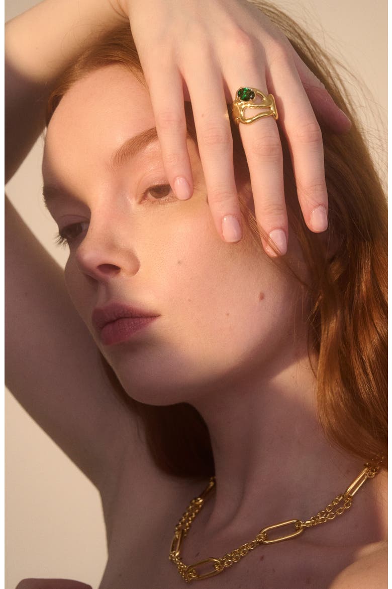 Isla Ring, Alternate, color, GOLD/ GREEN