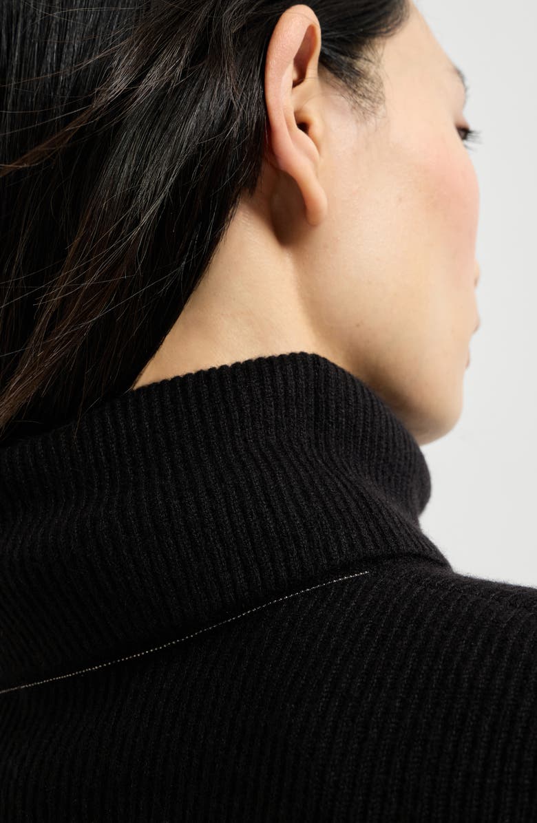 Brunello Cucinelli Cashmere English rib sweater, Alternate, color, Black